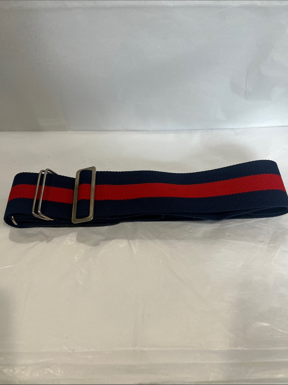 Adjustable Navy and Red Webbing Belt or Bag Strap